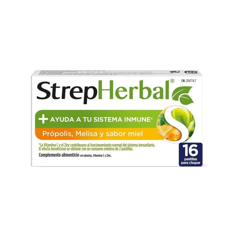 Strepsils StrepHerbal Propolis y Melisa, 16 pastillas (sabor miel)