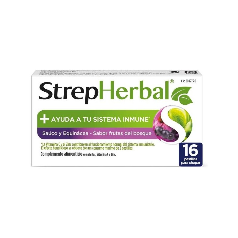 Strepsils StrepHerbal Saúco y Equinácea, 16 pastillas (sabor Frutas del Bosque)