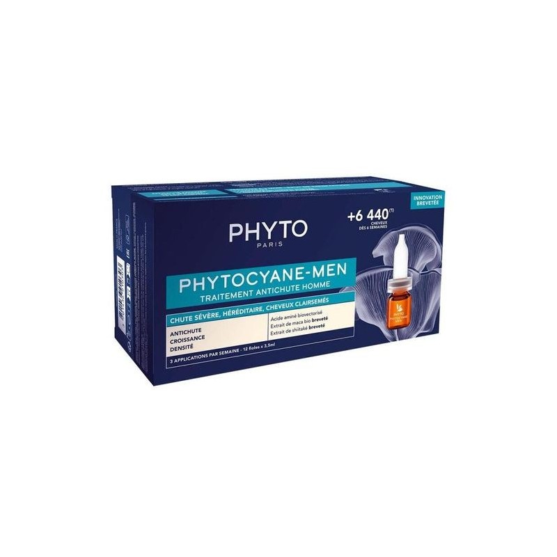 PHYTO PHYTOCYANE PROGRESIVA Tratamiento Anticaída, 12 ampollas x 3,5 ml - HOMBRE