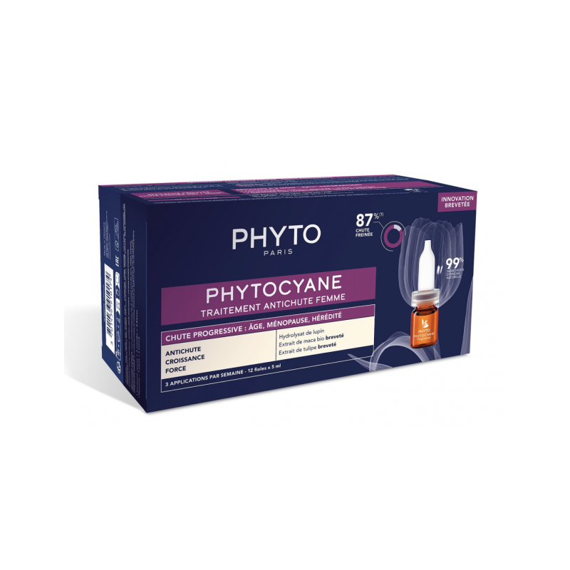 PHYTO PHYTOCYANE PROGRESIVA Tratamiento Anticaída, 12 ampollas x 5 ml - MUJER