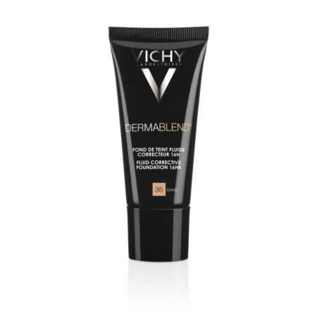 Vichy Dermablend Fondo de Maquillaje Fluido Corrector Alta Cobertura 16h. Tono 35 Sand, 30 ml