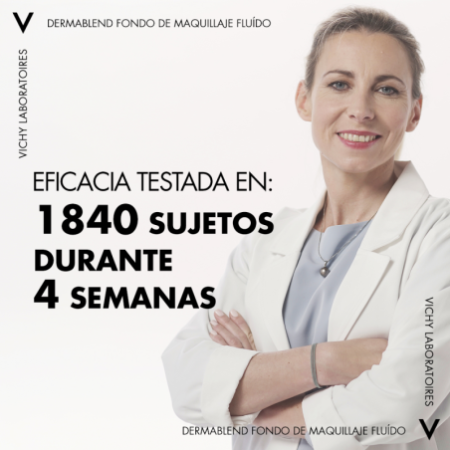 Vichy Dermablend Fondo de Maquillaje Fluido Corrector Alta Cobertura 16h. Tono 35 Sand, 30 ml