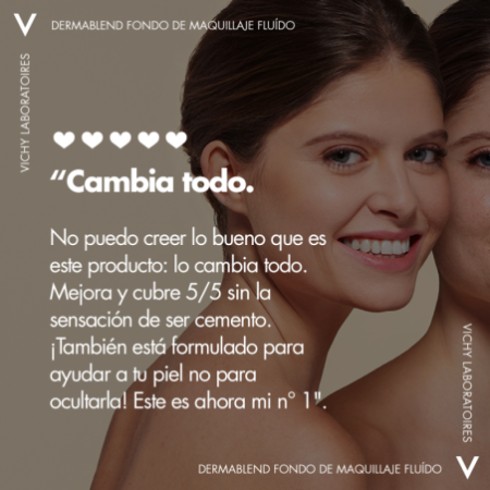 Vichy Dermablend Fondo de Maquillaje Fluido Corrector Alta Cobertura 16h. Tono 35 Sand, 30 ml