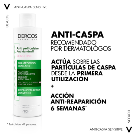 Vichy Dercos Technique Champú Anticaspa Cuero Cabelludo Sensible, 200 ml