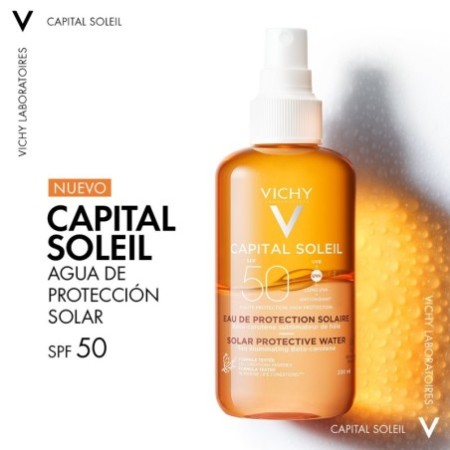 Vichy Capital Soleil Agua Solar Protectora Luminosidad SPF50, 200 ml