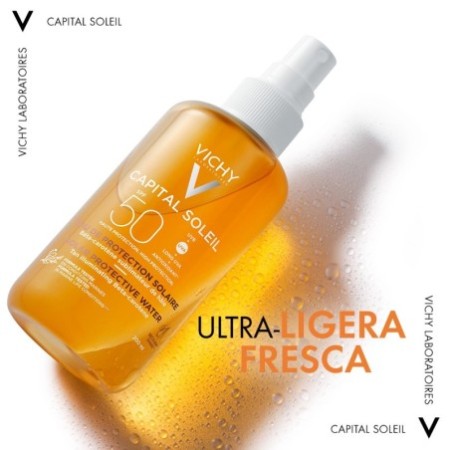Vichy Capital Soleil Agua Solar Protectora Luminosidad SPF50, 200 ml