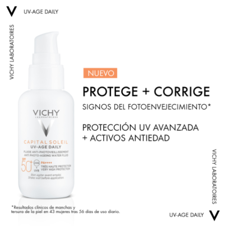 Vichy Capital Soleil UV-AGE Water Fluid Antifotoenvejecimiento UVB SPF50+ UVA, 40 ml