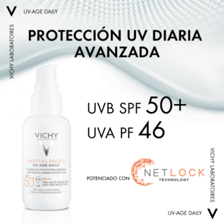 Vichy Capital Soleil UV-AGE Water Fluid Antifotoenvejecimiento UVB SPF50+ UVA, 40 ml