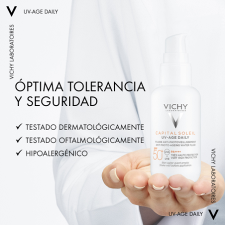 Vichy Capital Soleil UV-AGE Water Fluid Antifotoenvejecimiento UVB SPF50+ UVA, 40 ml