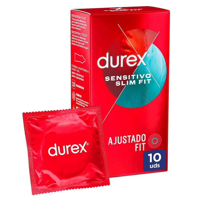 Durex Preservativos Sensitivo Slim Fit, 10 condones Talla Pequeña