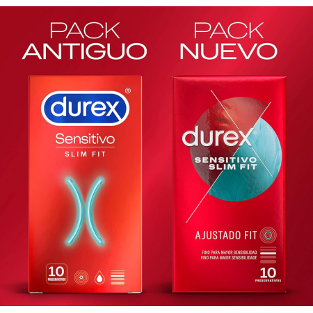 Durex Preservativos Sensitivo Slim Fit, 10 condones Talla Pequeña