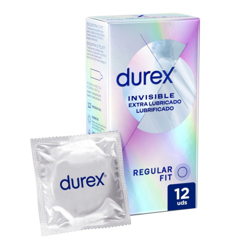 Durex Preservativos Invisible Extra Lubricado, 12 condones
