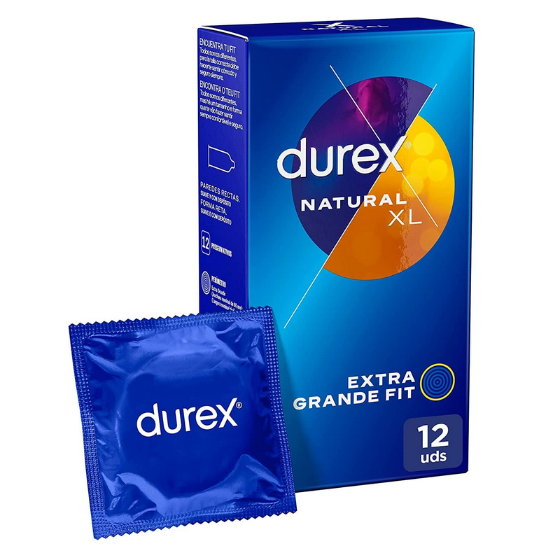 Durex Preservativos Natural XL, 12 condones Extra Grandes
