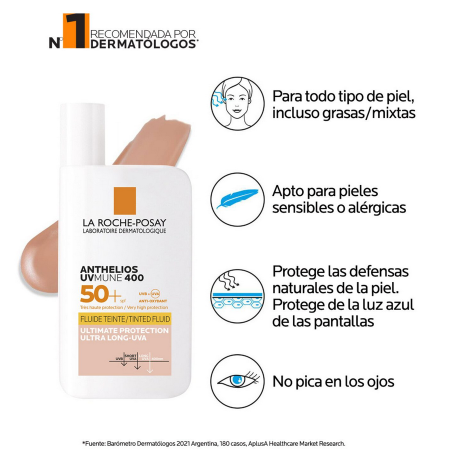 La Roche Posay Anthelios UVMUNE 400 Fluido Invisible con Color SPF50+, 50 ml