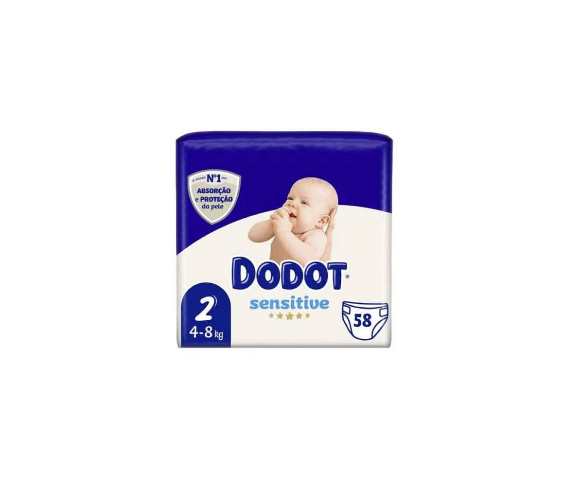 PAÑAL INFANTIL DODOT SENSITIVE TALLA 2 4-8 KG 58 UNIDADES