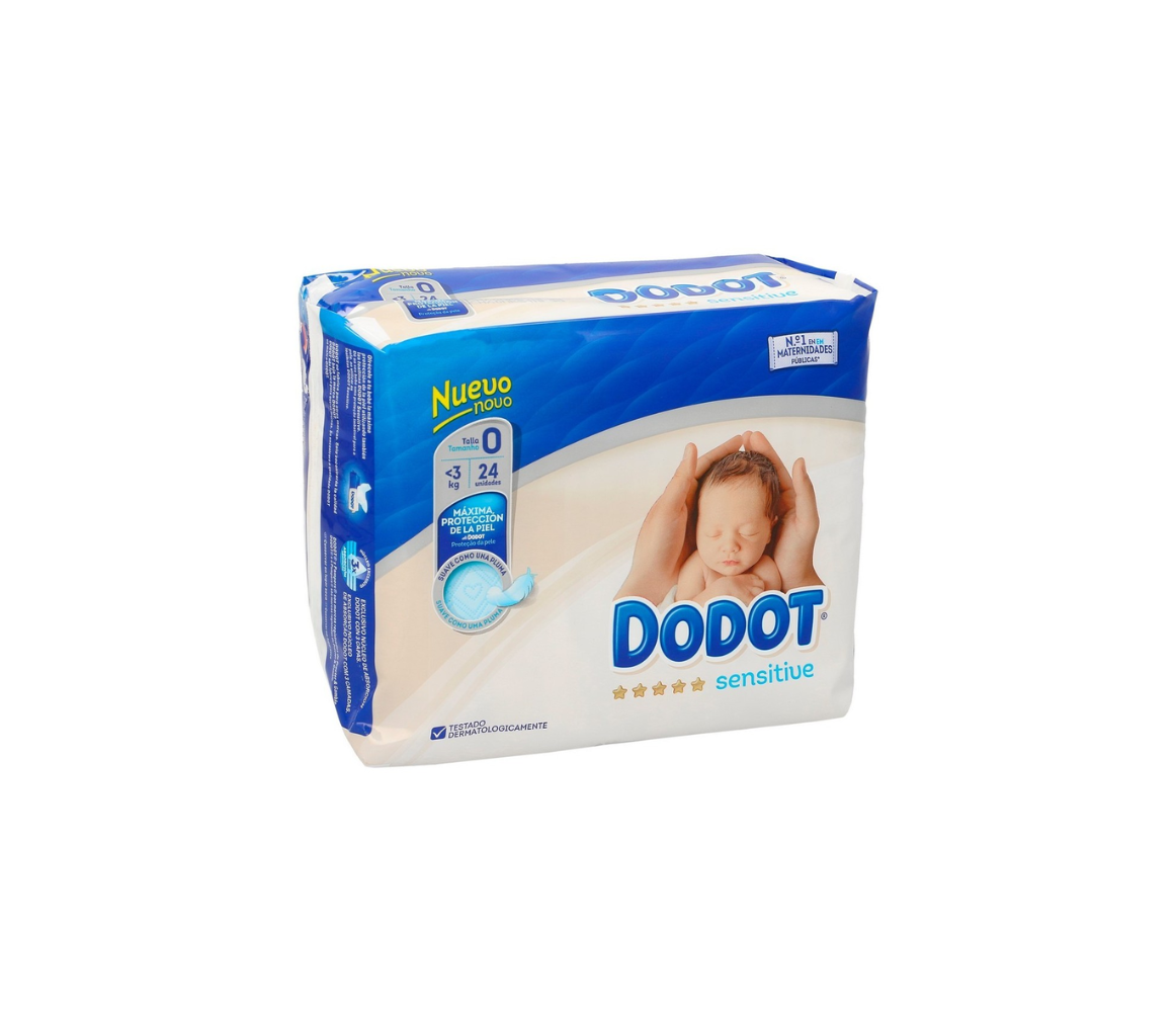 PAÑAL INFANTIL DODOT SENSITIVE RECIEN NACIDO TALLA 0 (hasta 3 kg) 24 UNIDADES
