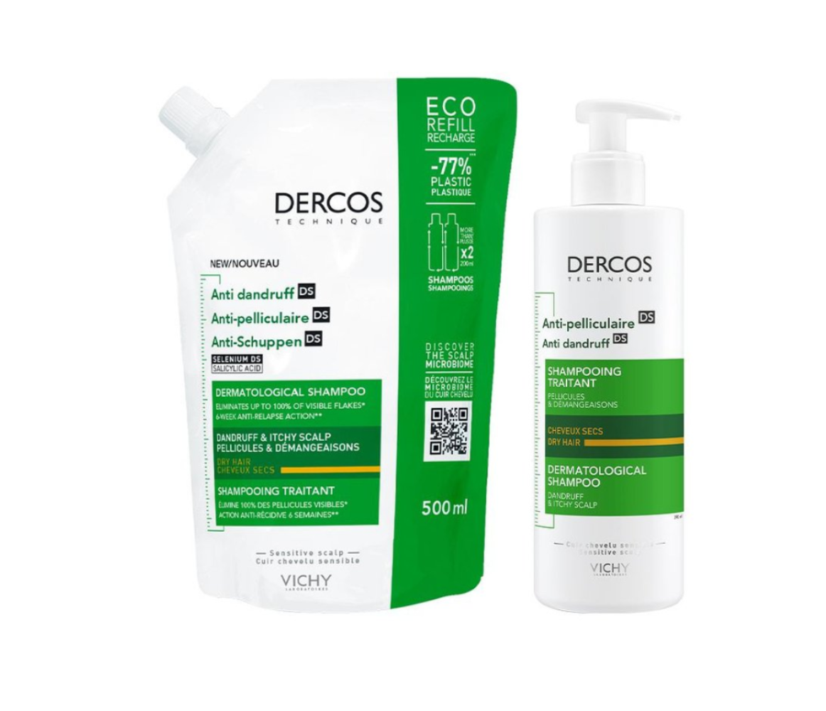 VICHY DERCOS CHAMPU CASPA GRASA 400 + RECARGA