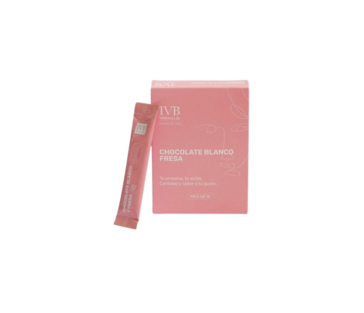 IVB Chocolate blanco y fresa, 10 sticks